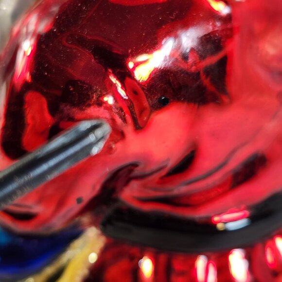 Hand Blown Mercury Glass SANTA CLAUSE Tea Light Candle Holder Handpainted 6" Vtg - Picture 14 of 15